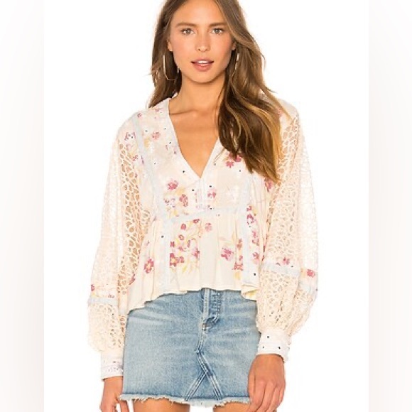 Free People Tops - FREE PEOPLE Boogie All Night Blouse in Ivory - Small